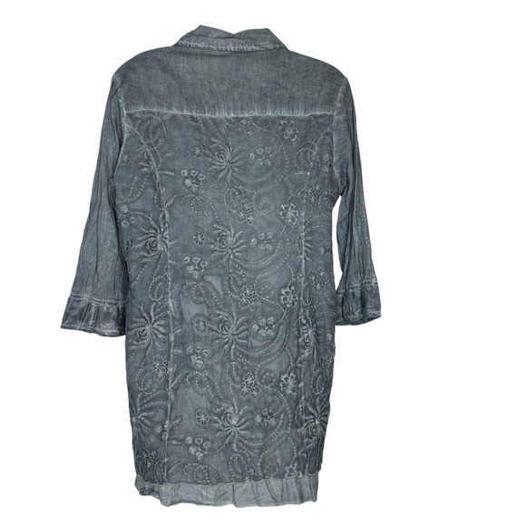 PARSLEY SAGE New Women Size M Slate Blue Lace Overlay Button Down Blouse Top. - Picture 7 of 12